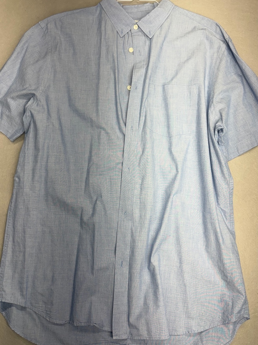 Two Old Navy Men's Short-Sleeve Button-Up Shirt - one blue one white